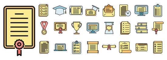 Final exam icons set vector color