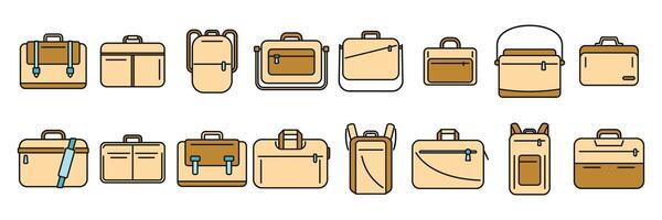 Laptop bag icons set vector color