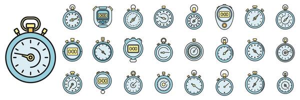 Time stopwatch icons set vector color