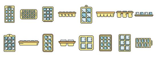 Ice cube trays icons set vector color