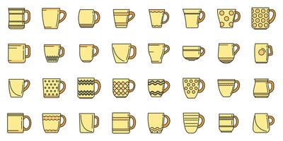 Mug icons set vector color