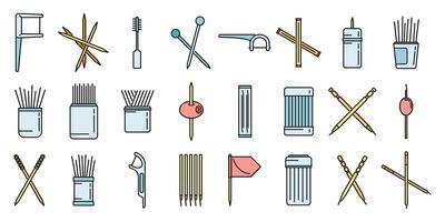 Toothpick icons set vector color