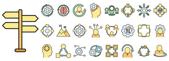 Adaptation icons set vector color