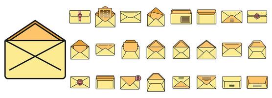 Envelope icons set vector color