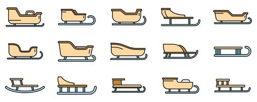 Christmas sleigh icons set vector color