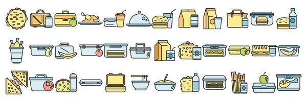 Lunch icons set vector color