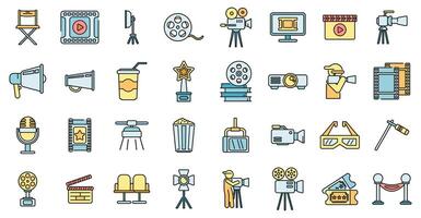 Cinematographer icons set vector color