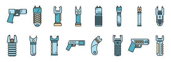 Taser icons set vector color