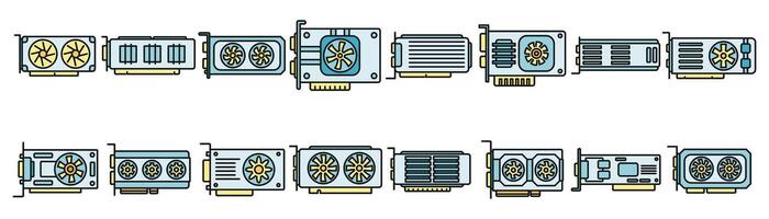 Graphics card icons set vector color