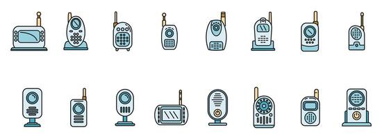 Baby monitor icons set vector color