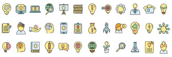 Idea icons set vector color