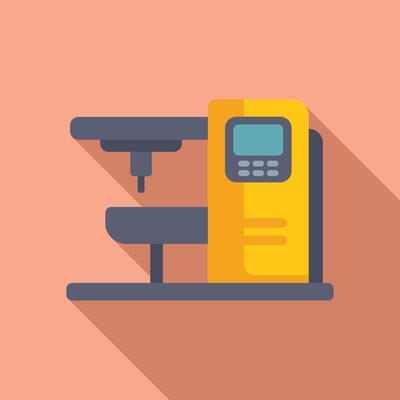 Control machine cnc icon flat vector. Drill mill controller