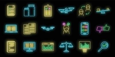 Comparison icons set vector neon