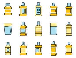 Mouthwash icons set vector color