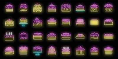 Cake icons set vector neon