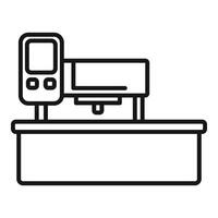 energía etiqueta cnc máquina icono contorno vector. destello computadora numérico vector