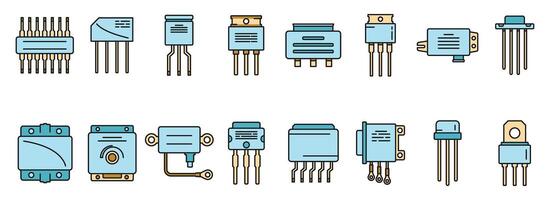 Voltage regulator icons set vector color