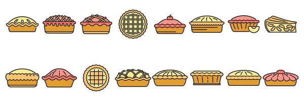 Apple pie icons set vector color