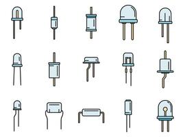 Diode icons set vector color