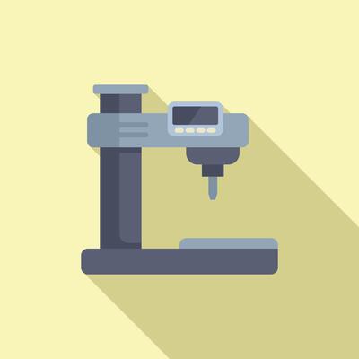 Press cnc machine icon flat vector. Equipment beam