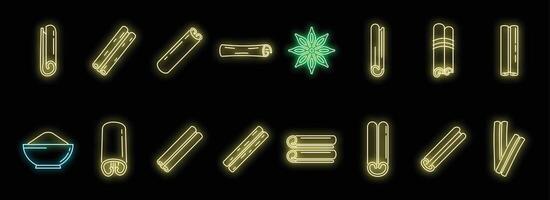 Cinnamon icons set vector neon