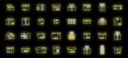 Box icons set vector neon