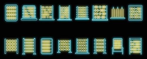 Calculate abacus icons set vector neon