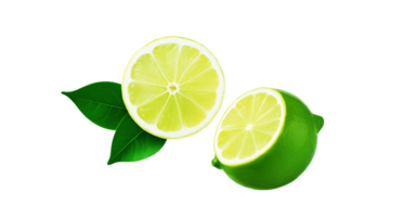 AI generated two slices of lime on a transparent background png