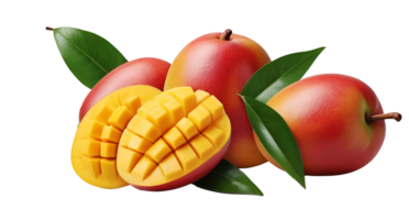 AI generated mango fruit png with green leaf