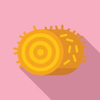 Roll stack nature icon flat vector. Haystack grass food vector