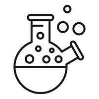 Round chemical flask icon outline vector. Study molecule vector