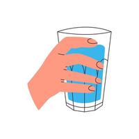 Hand holding glass of water vector