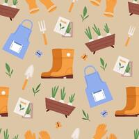 Gardening tools pattern vector