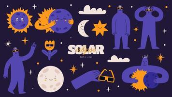 Solar eclipse set vector