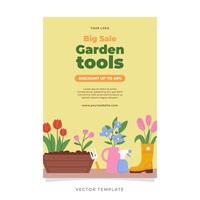 Gardening tools sale flyer vector
