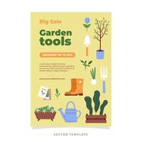 Big sale garden tools banner vector