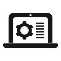 Laptop gear overview icon simple vector. Solitary tech cog vector