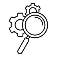 Cog system search icon outline vector. Phone specification vector