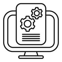 Gear tech monitor overview icon outline vector. Sim battery vector