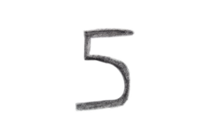 Hand drawn number 5 with pencil on transparent background png