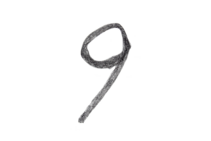 Hand drawn number 9 with pencil on transparent background png