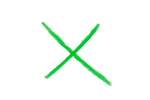 Hand drawn green x sign on transparent background png