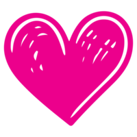 AI generated heart shape icon sign symbol element to decoration png file transparent. Hand draw pink heart line doodle style