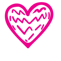 AI generated heart shape icon sign symbol element to decoration png file transparent. Hand draw pink heart line doodle style