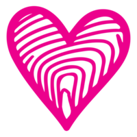 AI generated heart shape icon sign symbol element to decoration png file transparent. Hand draw pink heart line doodle style