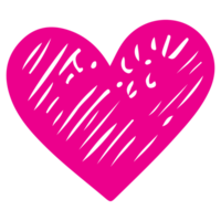 ai generado corazón forma icono firmar símbolo elemento a decoración png archivo transparente. mano dibujar rosado corazón línea garabatear estilo