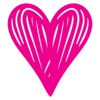 ai generado corazón forma icono firmar símbolo elemento a decoración png archivo transparente. mano dibujar rosado corazón línea garabatear estilo