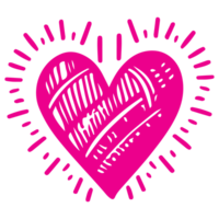 AI generated heart shape icon sign symbol element to decoration png file transparent. Hand draw pink heart line doodle style