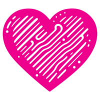 AI generated heart shape icon sign symbol element to decoration png file transparent. Hand draw pink heart line doodle style