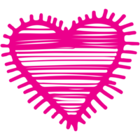 AI generated heart shape icon sign symbol element to decoration png file transparent. Hand draw pink heart line doodle style